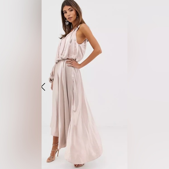 ASOS EDITION blouson one shoulder dress in satin - Picture 3 of 5